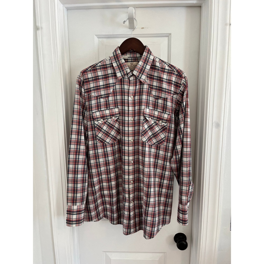 Vintage Dee‎ Cee Brand Mens Plaid Western Snap